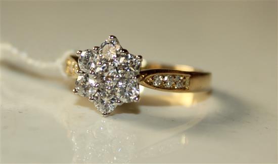 18ct gold and diamond cluster ring